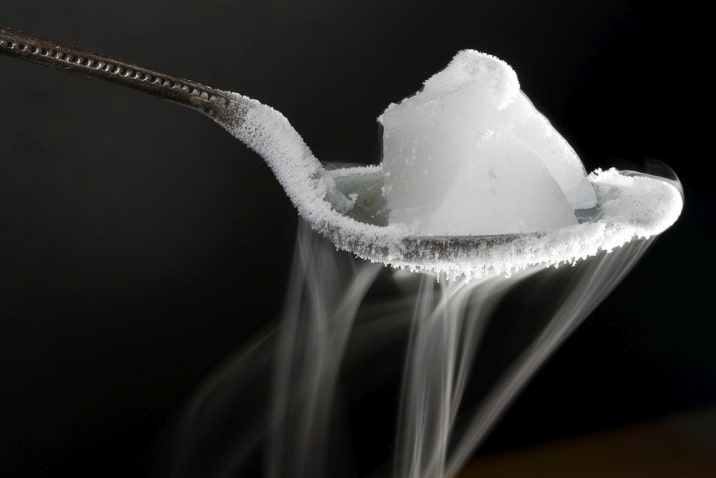 dry ice on a spoon