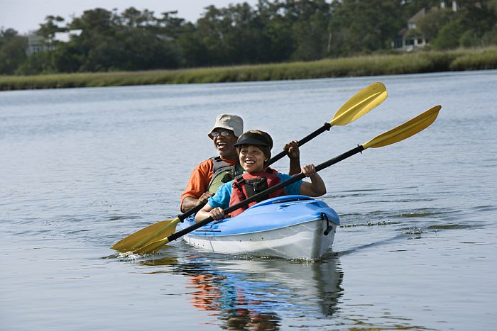 tandem kayakers