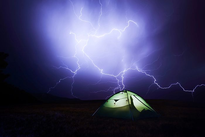 lightning over a tent