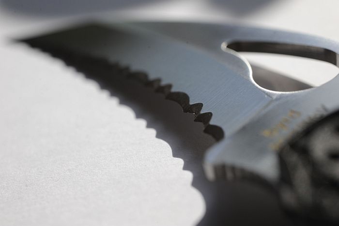 a serrated knife blade