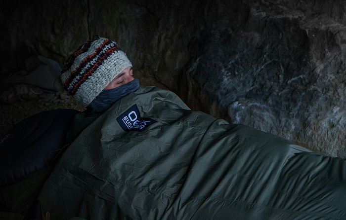 man in a sleeping bag