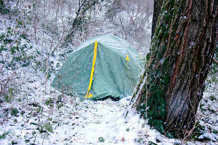 tent in snow