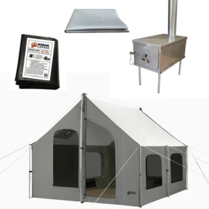 10x10 Cabin Lodge and Panel-Lock Stove Bundle