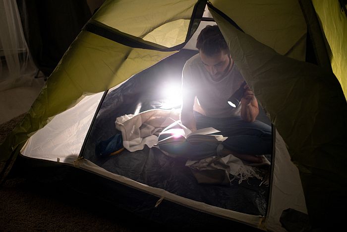 man camping solo